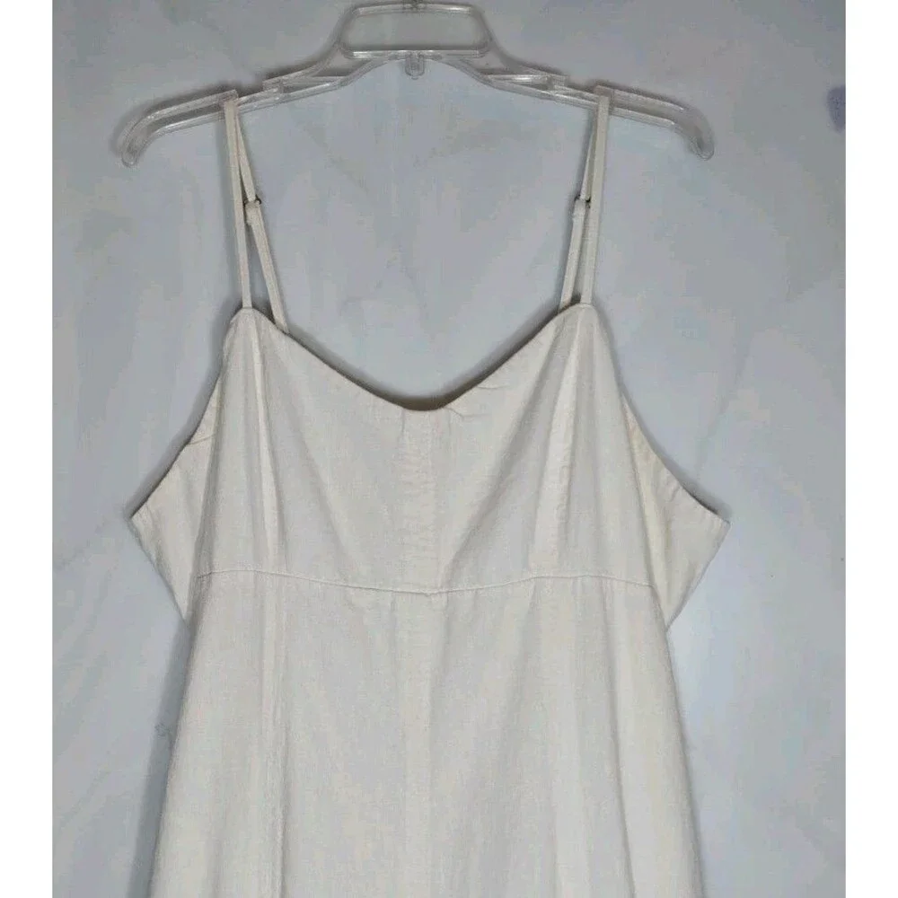 Abercrombie & Fitch Ivory Linen Look Maxi Dress Smocked Pockets XXLT Tall